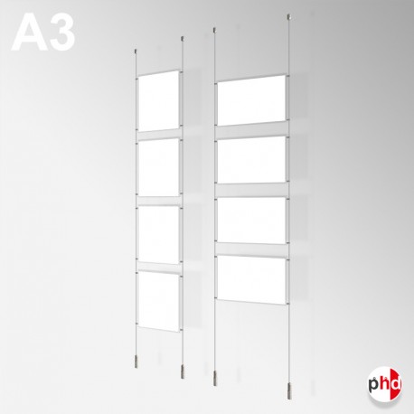 A3 Ready-made Rod Set | Ceiling to Floor | Includes Poster Pockets