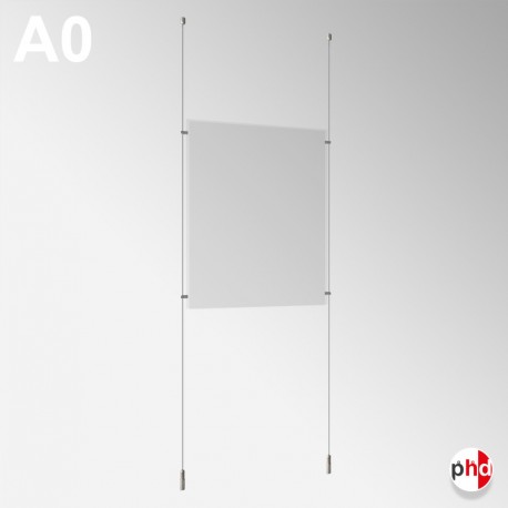 A0 Ready-made Rod Set, Ceiling to Floor Fittings & Poster Pocket (Portrait or Landscape)