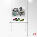 Retail Glass Shelf & Poster Panel Rod Display Unit, Complete (Safety Glass)