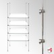 Suspended Glass Bar Shelf Tower, Complete Rod Unit (Safety Glass)