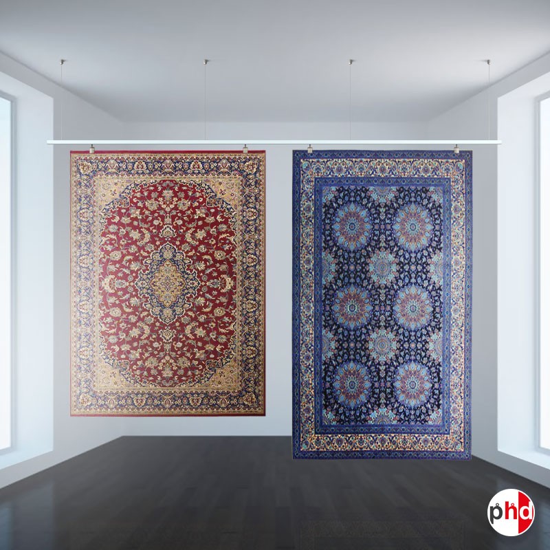 Carpet Oriental Rug Tapestry Wall Hanging Suspended Cable Kit Display Hang  Fabric Textile Art Hanger Set of 2 