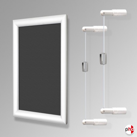 Wall-to-Wall Hanging WHITE Frame Chalkboard Kit (All White Cables)