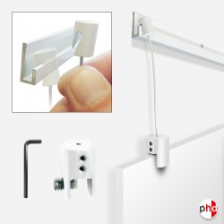 White Panel Hanging Kits for White Picture Rails (J rail, C Rail, P Rail Gallery systems)