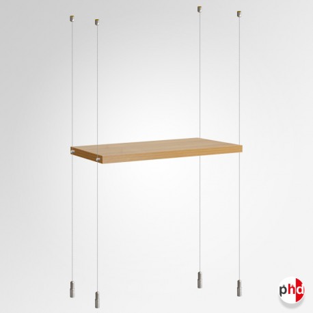 Suspended Wooden Shelving Kits, Ceiling-to-Floor Cable & Shelf Supports Set (No Shelf Boards)