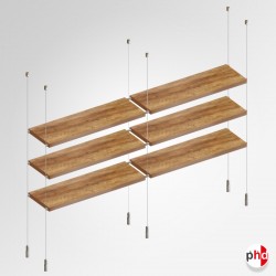 2 Column Suspended Shelving Kits, Ceiling-to-Floor Cable & Double Shelf Supports Set (No Shelf Boards)