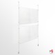 Double A4 Pocket Ceiling-to-Floor Set - Complete Cable, Fittings, Twin Acrylic Panel (2A4, Portrait)