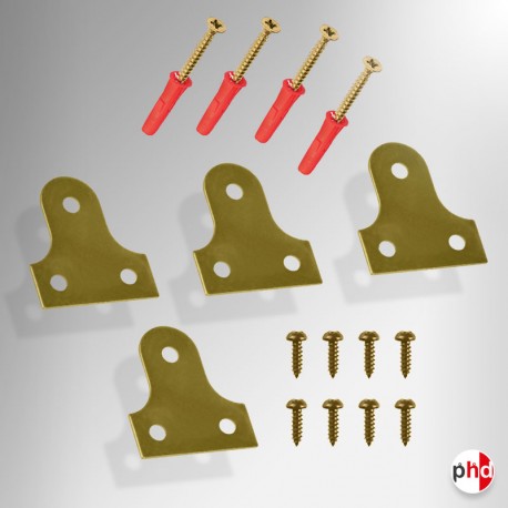 Brass Mirror Plates Hanging Kit (With Brass Screws)