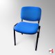 Blue Leather Office Stacking Chair, Blue Seat & Black Legs