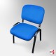 Blue Leather Office Stacking Chair, Blue Seat & Black Legs