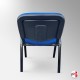 Blue Leather Office Stacking Chair, Blue Seat & Black Legs