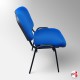 Blue Leather Office Stacking Chair, Blue Seat & Black Legs